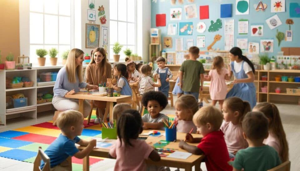 Children playing and learning